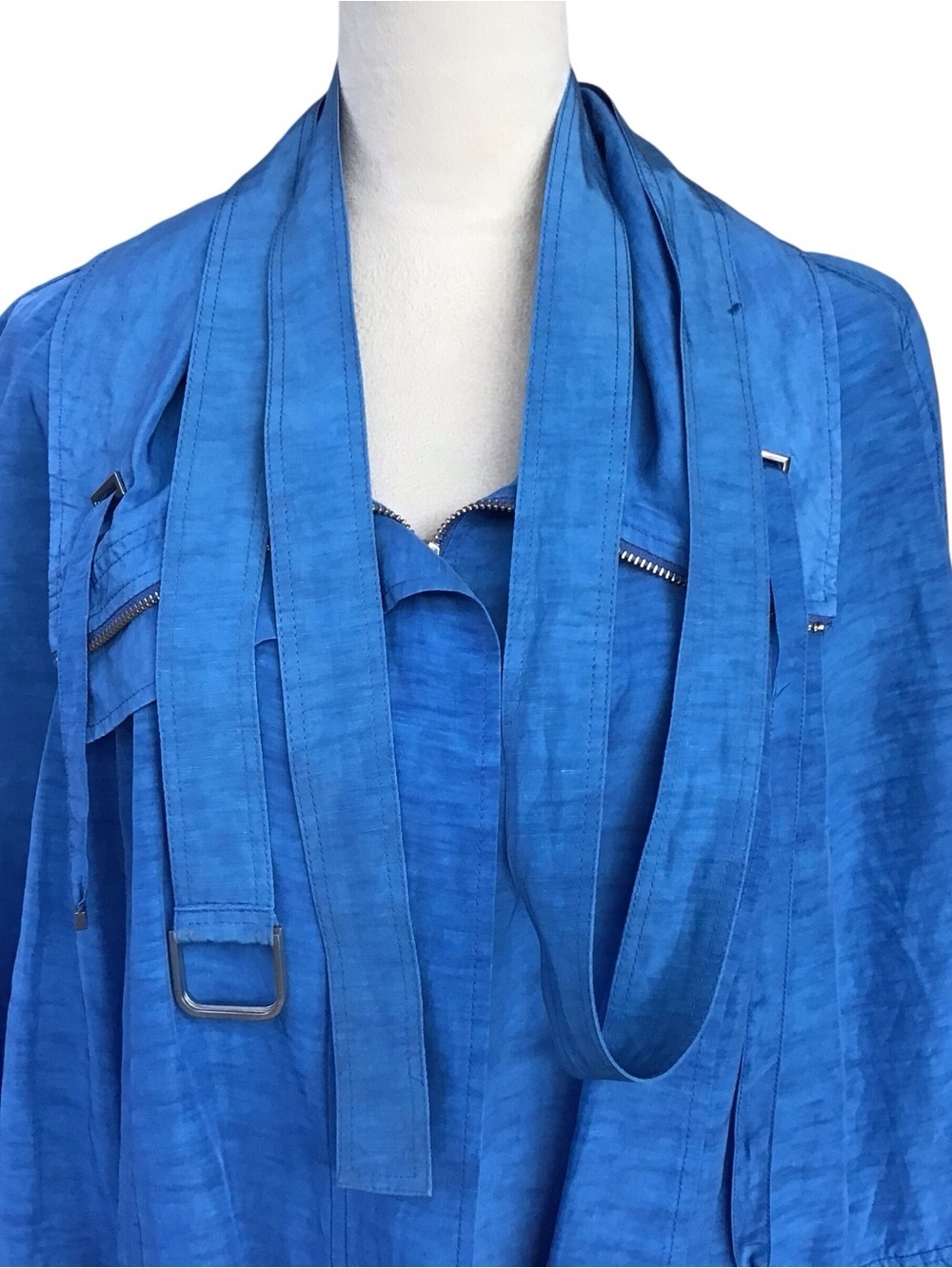Lafayette 148 New York Blue Lagenlook Zippered Jacket - Picture 6 of 10
